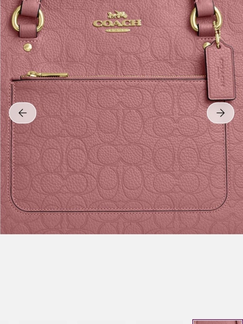 Coach Signature Tote Bag Signature Leather Gold/Peony - Picture 9 of 10